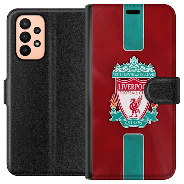 Samsung Galaxy A23 Tegnebogsetui Liverpool FC - Klassisk Fodboldstolthed i Rødt