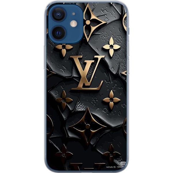 Apple iPhone 12  Genomskinligt Skal Louis Vuitton Dark Mode Design Svart Lyx Stil Fashion Populärt Grafiskt Mönster Modeikon Lyxmärke