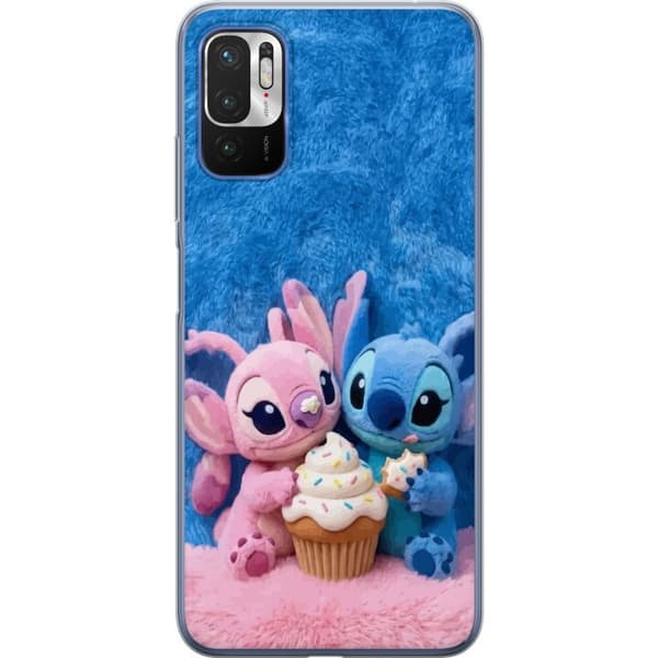Kompatibelt Mobildeksel til Xiaomi Redmi Note 10 5G Søte blå og rosa figurer med stor cupcake og strøssel rosa