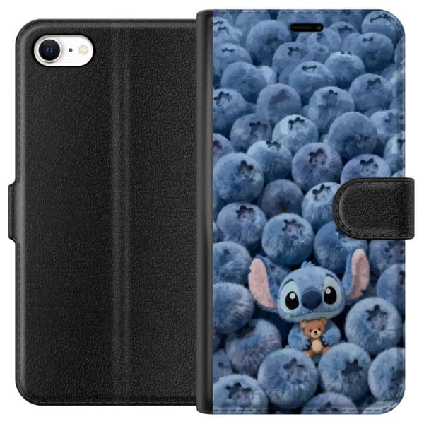 Kompatibel Tegnebogsetui til Apple iPhone 6s Sød, fluffy blå figur med en lille bamse blandt bløde blåbær blå