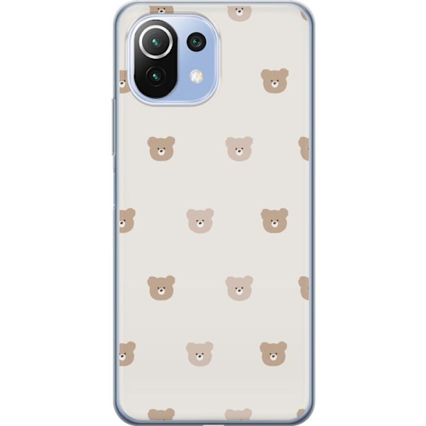 Xiaomi Mi 11 Lite Genomskinligt Skal Teddy Background – gulliga nallar mot mjuk bakgrund
