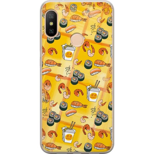 Kompatibelt Mobildeksel til Xiaomi Redmi 6 Pro Sushi räkor och nudlar gul