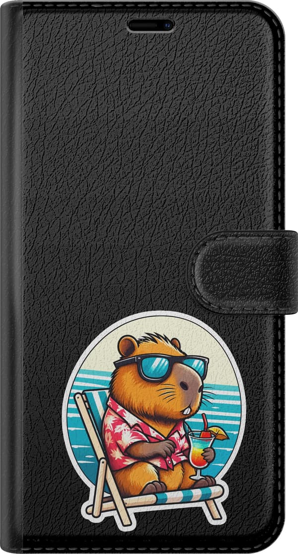Kompatibel Tegnebogsetui til Apple iPhone 11 Pro Max Solstolscapybara - Brunt motiv med en capybara i en solstol. brun