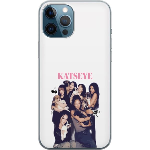 Kompatibel Mobilcover til Apple iPhone 12 Pro Collage med pigegruppe og søde hundehvalpe sammen med lyserød tekst og dekorative symboler hvid