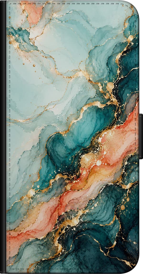 Kompatibel Tegnebogsetui til Samsung Galaxy Note10+ Koralmarmor turkis