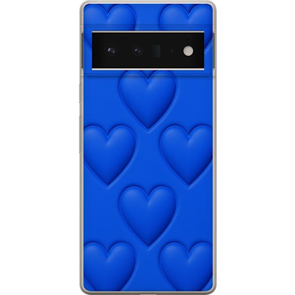 Google Pixel 6 Pro Läpinäkyvä kuori Siniset Sydämet