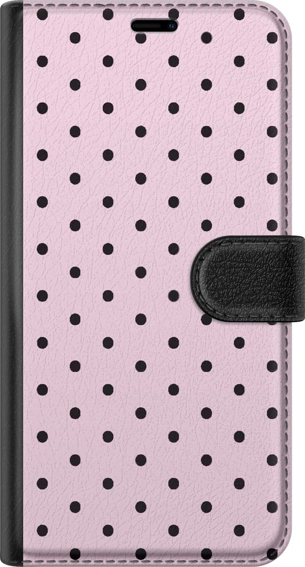 Kompatibel Tegnebogsetui til Apple iPhone 11 Pro Max Minimalistisk prikmønster med sorte prikker på lyserød baggrund pink