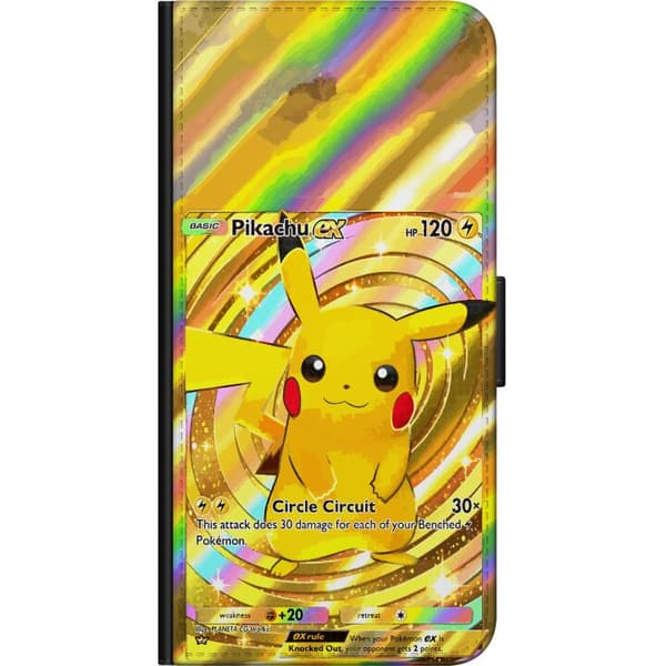 Kompatibelt Lommeboketui til OnePlus 7 Pro Gullig Pikachu EX samlebilde med regnbueeffekter gull