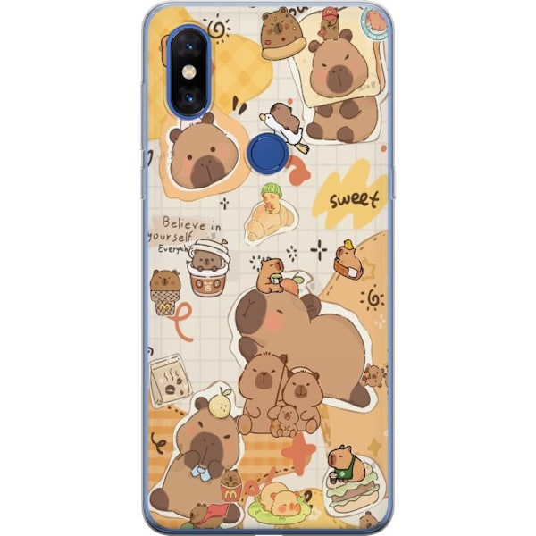 Xiaomi Mi Mix 3 Läpinäkyvä kuori Kawaii capybara mobilskal med gulliga djurmotiv