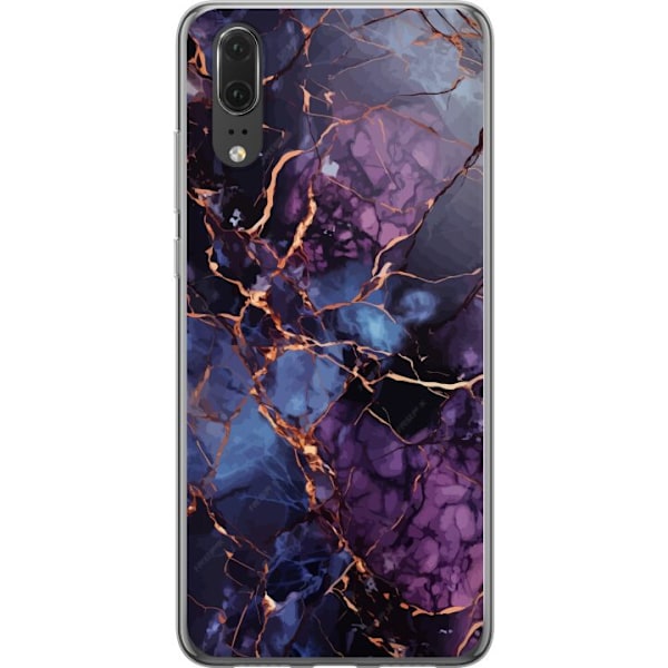 Huawei P20 Läpinäkyvä kuori Marmori Sininen Violetti