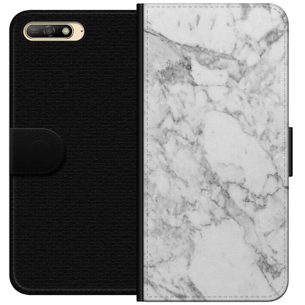 Huawei Y6 (2018) Tegnebogsetui Marmor Hvid