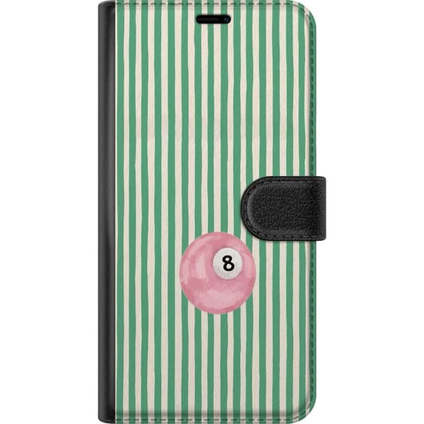 Kompatibel Tegnebogsetui til Apple iPhone X Rosa ottebold på grønne striber retro spil og billarddesign grøn