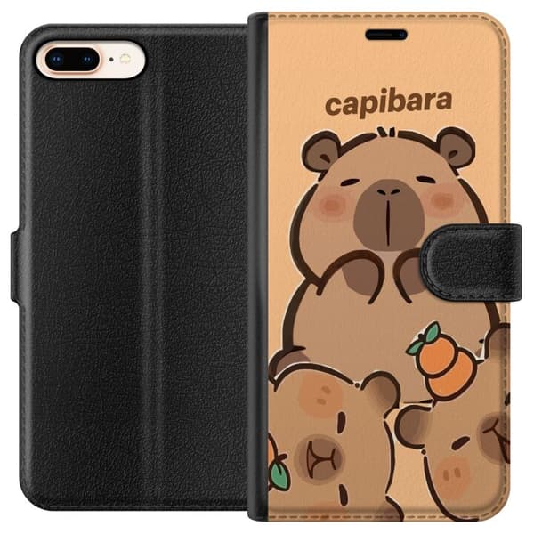 Kompatibelt Lommeboketui til Apple iPhone 8 Plus Capybara kawaii figur søt trendy samler