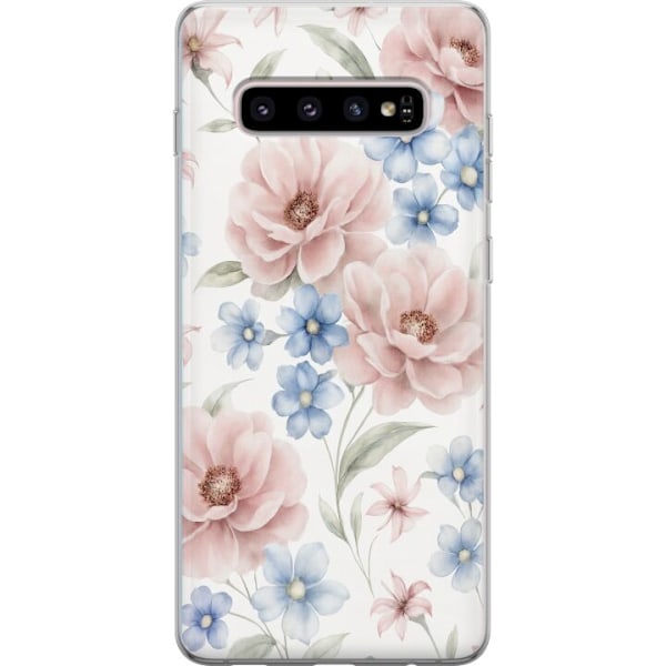 Samsung Galaxy S10+ Genomskinligt Skal Romantiska blommor
