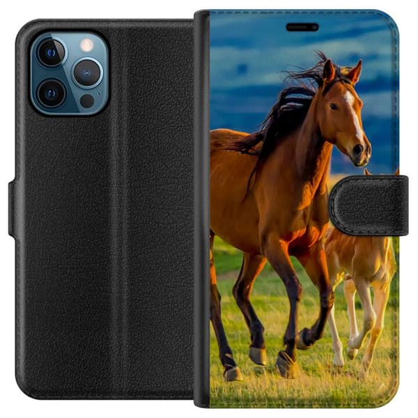 Kompatibel Tegnebogsetui til Apple iPhone 12 Pro Max Løbende heste