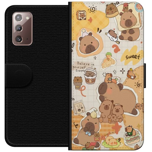 Samsung Galaxy Note20 Lompakkokotelo Kawaii capybara mobilskal med gulliga djurmotiv