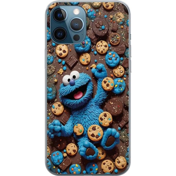 Kompatibelt Mobilskal till Apple iPhone 12 Pro Lekfull blå tecknad figur omgiven av kakor blå