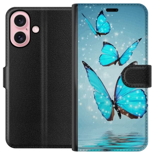 Yhteensopiva Lompakkokotelo Apple iPhone 16 Kimaltelevat Perhoset