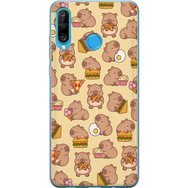 Huawei P30 lite Genomskinligt Skal Kawaii capybara mobilskal med flera söta figurer