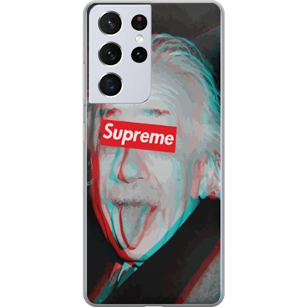 Samsung Galaxy S21 Ultra 5G Genomskinligt Skal Supreme Albert Einstein 3D Motiv Streetwear Design Populär Vetenskap Ikoniskt Grafiskt Urban Art