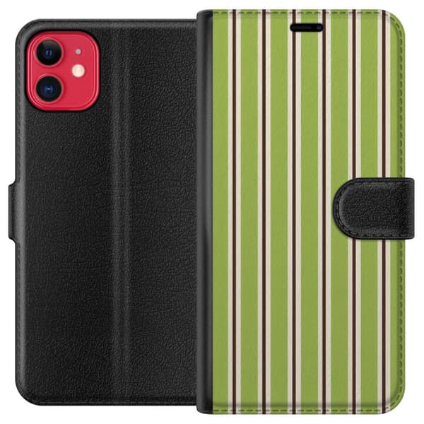 Kompatibelt Plånboksfodral till Apple iPhone 11 Matcha Stripe grön