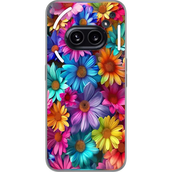 Nothing Phone (2a) Läpinäkyvä kuori Gerbera Kukat Värikäs Koriste Kukka Motiivi Suosittu Kotisisustus Väririkas Seinätaide Suunnittelu