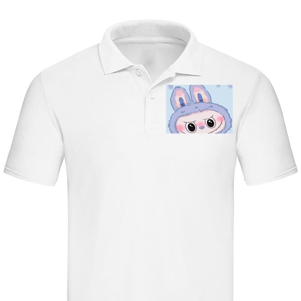 Piké för Vuxen | Elegant Pikétröja Blue Bunny Labubu Vit Small