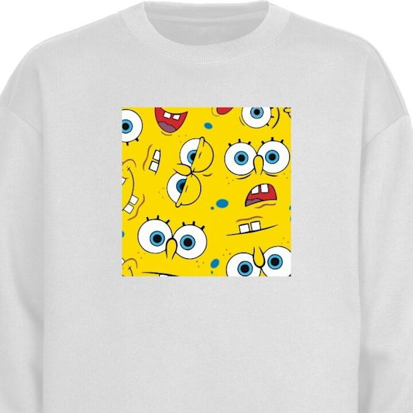 Sweatshirt til Voksne | Klassisk Collegebluse SvampBob Firkant hvid L