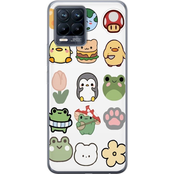 Realme 8 Genomskinligt Skal Kawaii Friends – söta figurer i