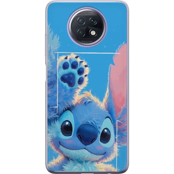 Kompatibelt Mobildeksel til Xiaomi Redmi Note 9T Søt, lodden blå figur med store øyne og løftet pote blå