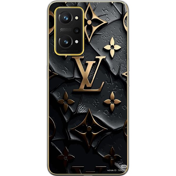 Realme GT Neo 3T Genomskinligt Skal Louis Vuitton Dark Mode Design Svart Lyx Stil Fashion Populärt Grafiskt Mönster Modeikon Lyxmärke