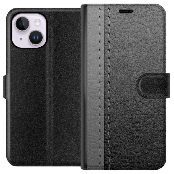 Apple iPhone 15 Plus Plånboksfodral Black & Grey Leather