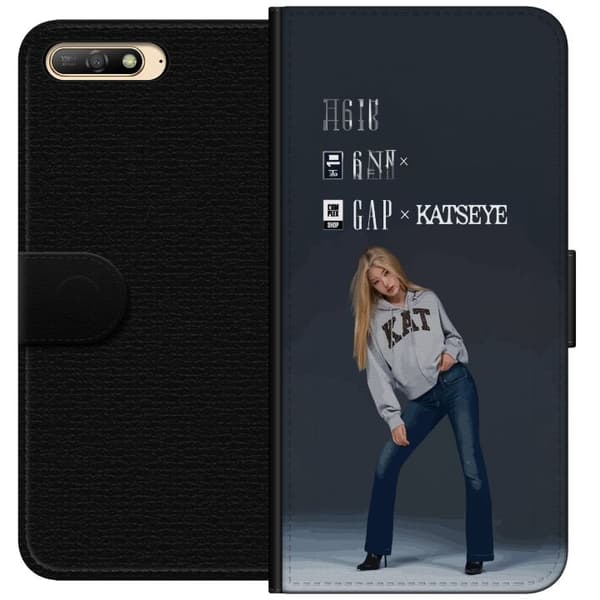 Kompatibel Tegnebogsetui til Huawei Y6 (2018) KATSEYE blond modebild grå