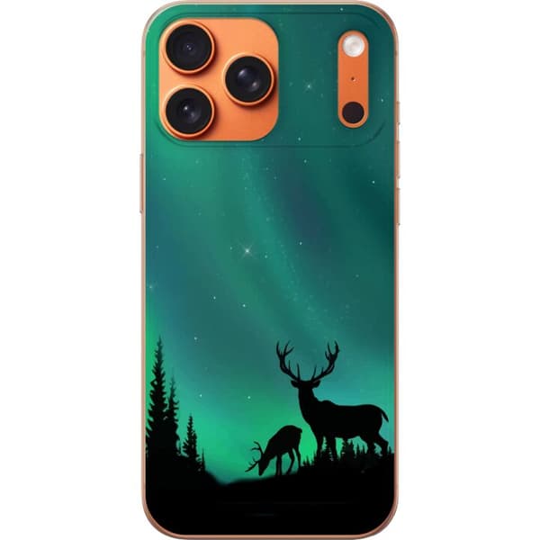 Kompatibelt Mobildeksel til Apple iPhone 17 Pro Max Hjortar i siluett under norrsken