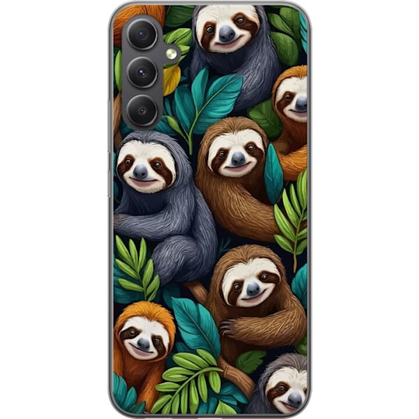Samsung Galaxy A05s Gennemsigtig cover Sengångarstil - afslappet motiv med sød dovendyr
