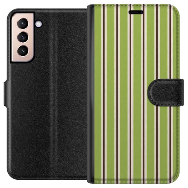 Yhteensopiva Lompakkokotelo Samsung Galaxy S21 Matcha Stripe vihreä