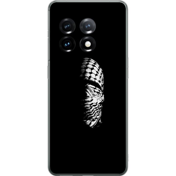OnePlus 11 Gennemsigtig cover Keffiyeh-mønster - klassisk sort-hvid palæstinensisk tørklæde med kulturel betydning