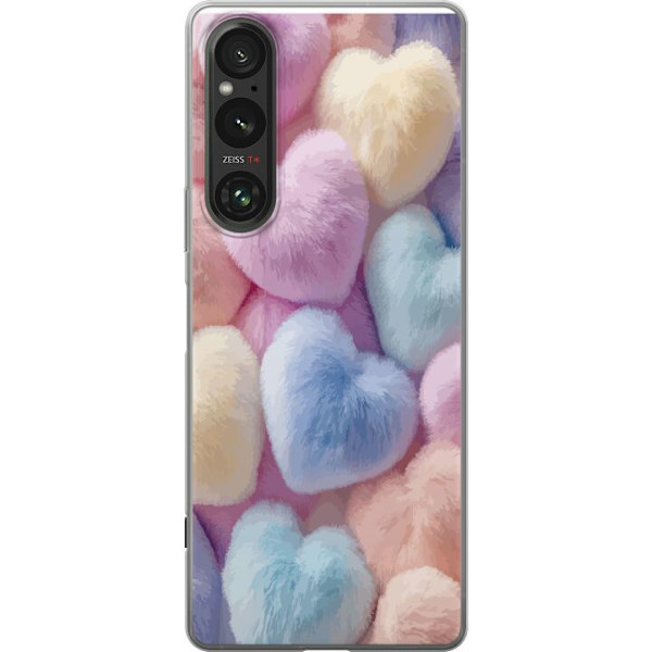 Sony Xperia 1 V Läpinäkyvä kuori Sydämet Rakkaus Graafinen Suunnittelu Romanttinen Teema Suosittu Symboli Graafinen Malli Koristelu