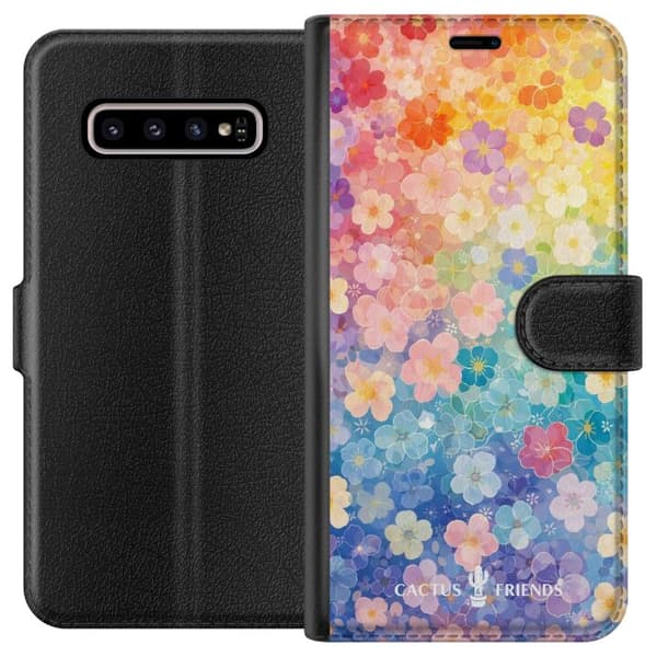 Kompatibelt Lommeboketui til Samsung Galaxy S10+ Cactus og venner – RainbowBloom
