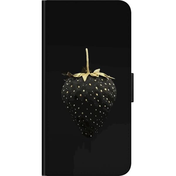 Kompatibel Tegnebogsetui til Samsung Galaxy A20s Sort jordbær i guldstil