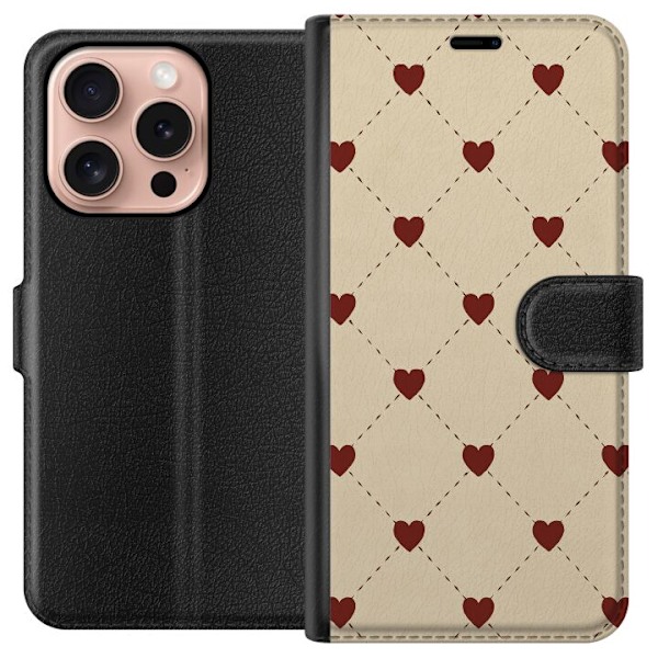 Apple iPhone 16 Pro Lompakkokotelo Sydänverkko
