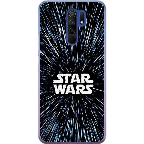 Kompatibel Mobilcover til Xiaomi Redmi 9 Star Wars-logo med hyperspace-stjerner i ikonisk sci-fi-design sort