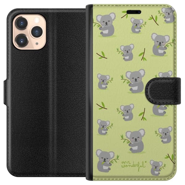 Kompatibel Tegnebogsetui til Apple iPhone 11 Pro Legende mønster med søde grå koalaer og grønne eukalyptusgrene grøn