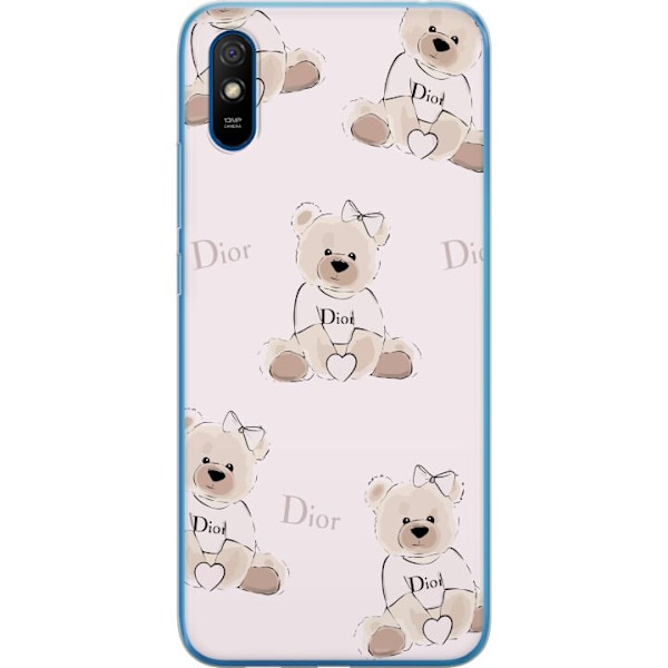 Xiaomi Redmi 9AT Genomskinligt Skal Teddy Dior Vibes – lyxig nalle i fashionstil