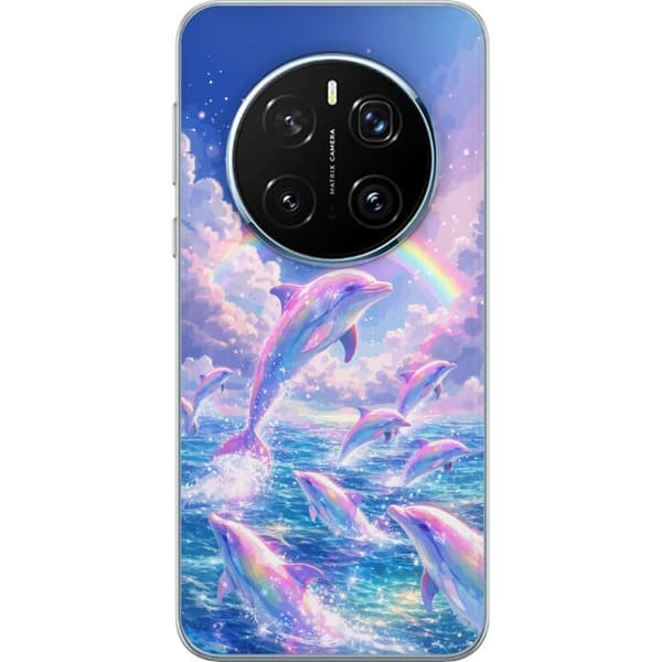Kompatibelt Mobildeksel til Honor Magic7 Pro Glittrande regnbågsdelfiner flerfarget