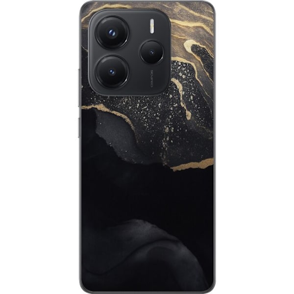 Xiaomi Redmi Note 14 Gennemsigtig cover Sort guld abstrakt