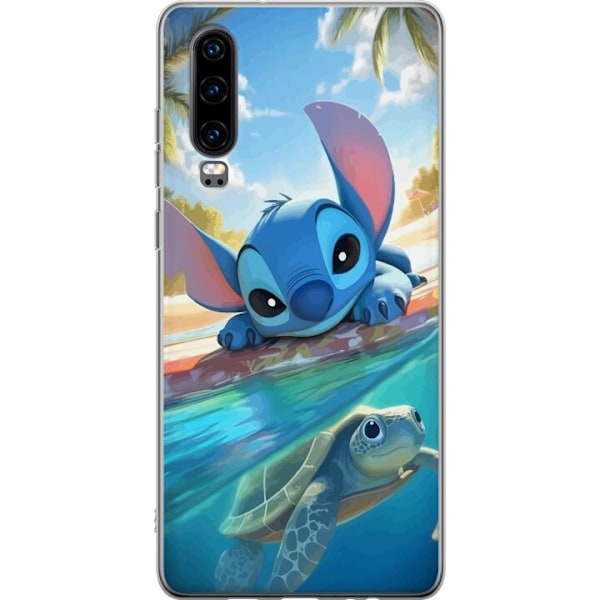 Huawei P30 Gennemsigtig cover Stitch med skildpadde - sød bl