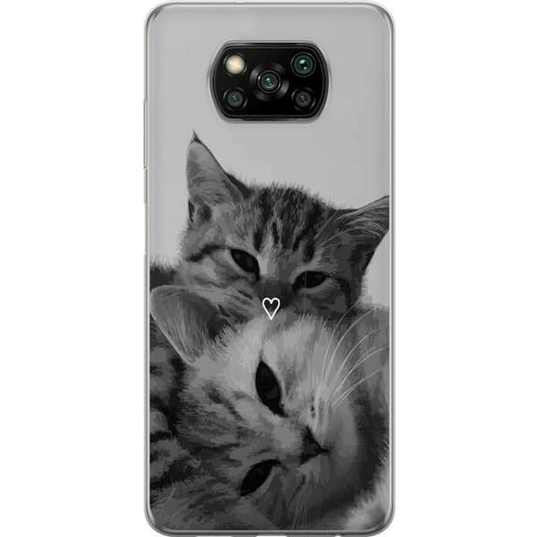 Kompatibelt Mobildeksel til Xiaomi Poco X3 NFC Katt Hjerte