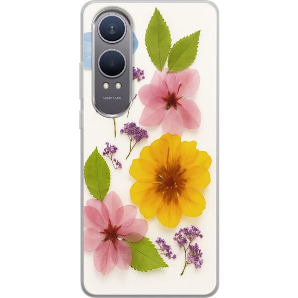 OnePlus Nord CE4 Lite Genomskinligt Skal Pressade blommor