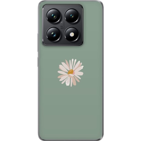 Xiaomi 14T Läpinäkyvä kuori Vihreä Minimalikukka - tyylikäs kukka vihreällä taustalla
